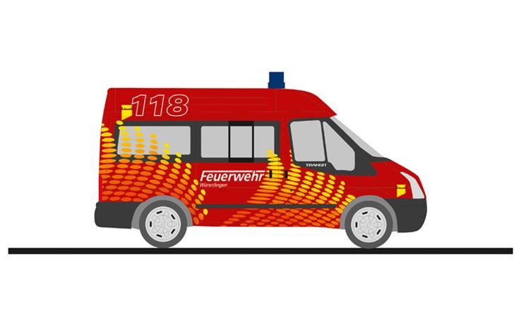 Rietze 52538 Ford Transit 06 Feuerwehr Würenlingen (CH) 1/87