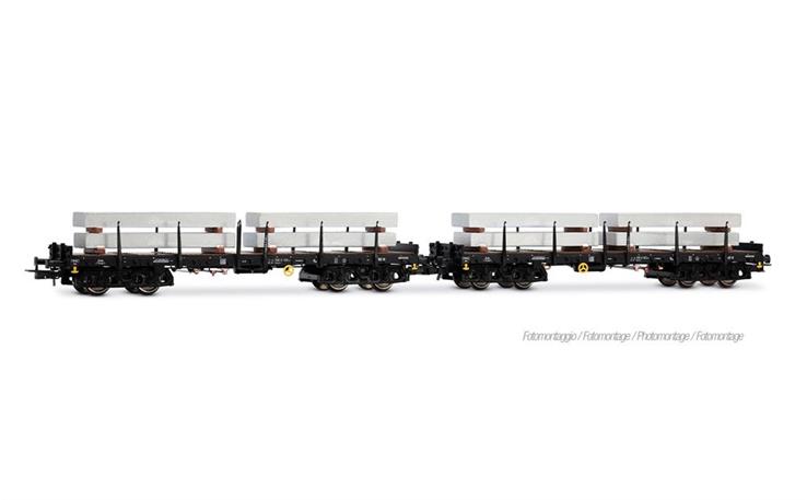 Rivarossi HR6701 Rungenwagen-Set 2-tlg beladen mit Aluminiumblöcken ALUSUISSE DB, H0