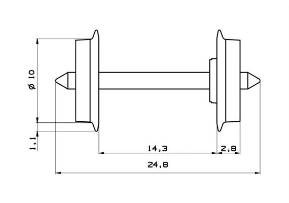 Roco 40177 DC Radsatz 10mm, 2 Stk.