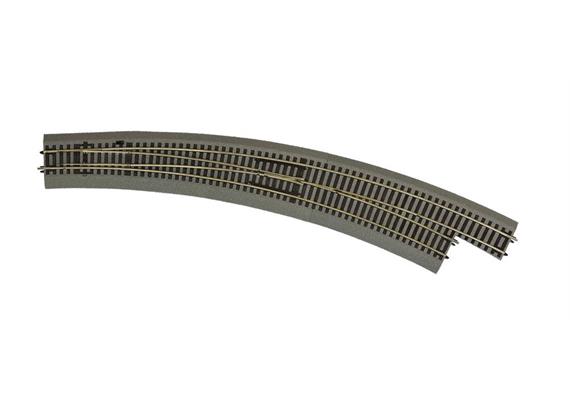 Roco 42567 Bogenweiche rechts BWr9/10 mit Hand­antrieb, mit Bettung, H0