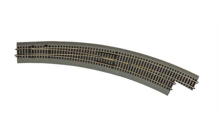 Roco 42567 Bogenweiche rechts BWr9/10 mit Hand­antrieb, mit Bettung, H0