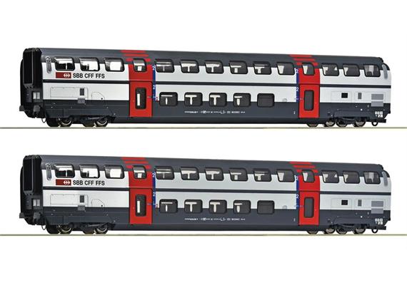 Roco 6200217 Doppelstockwagen-Set 2-tlg IC2000 #2 SBB, H0 DC