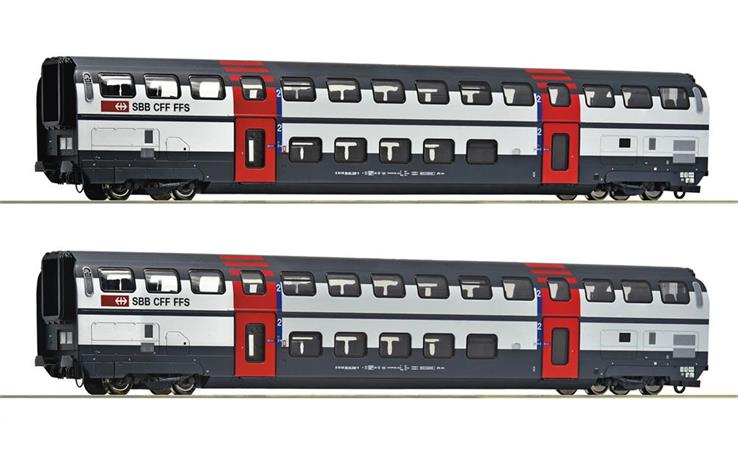 Roco 6200217 Doppelstockwagen-Set 2-tlg IC2000 #2 SBB, H0 DC