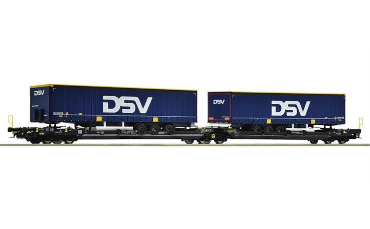 Roco 6600034 Doppeltaschen-Gelenkwagen T3000e DSV, TX Logistik, H0