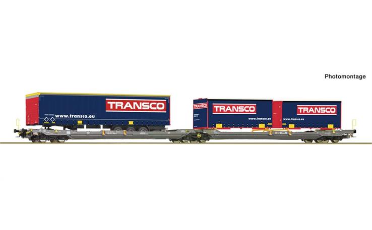 Roco 6600113 Doppeltwg. T3000e Hupac+Transco Trailer + WB