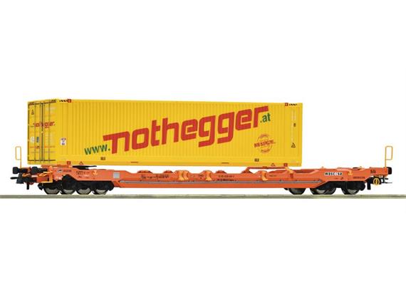 Roco 6600178 Taschenwagen T5 Wascosa + Nothegger Container, H0