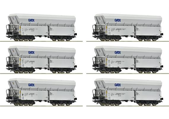 Roco 6600220 Selbstentladewagen--Set 6-tlg GATX, H0