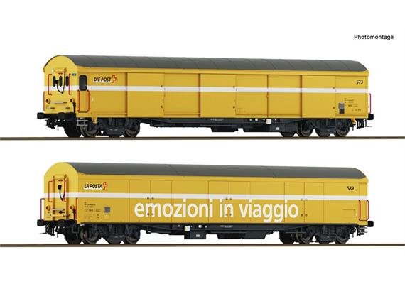 Roco 6600243 2er Set Postwagen Post gelb