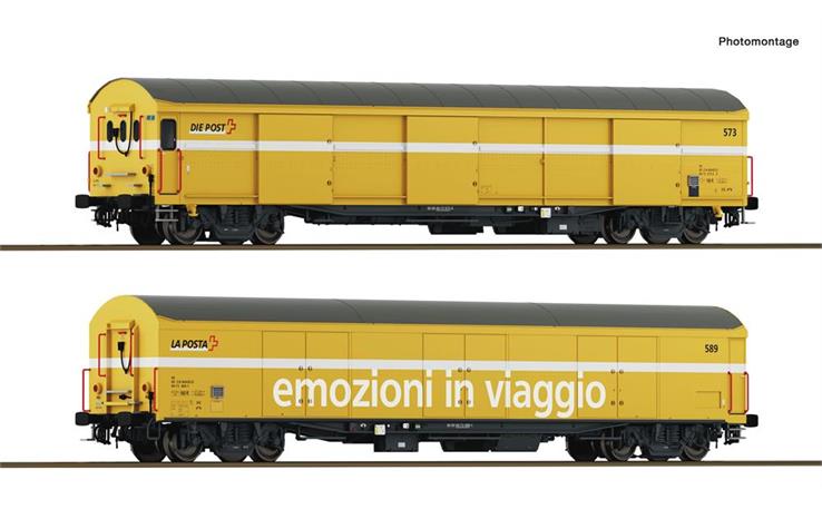 Roco 6600243 2er Set Postwagen Post gelb