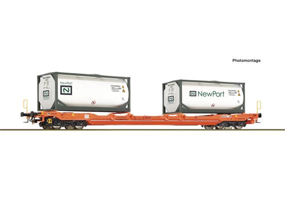 Roco 6600275 Taschenwagen T5 Wascosa + NewPort Tankcontainer, H0