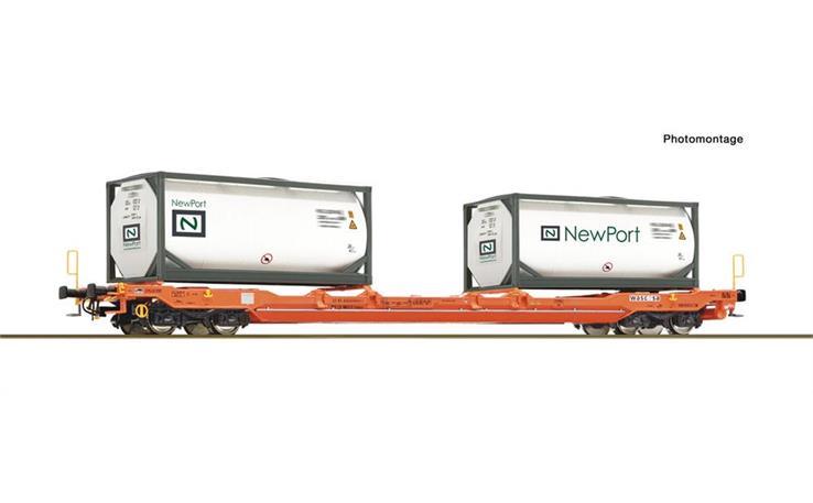 Roco 6600275 Taschenwagen T5 Wascosa + NewPort Tankcontainer, H0