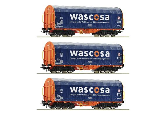 Roco 76009 Schiebeplanenwagen-Set 3-tlg Gattung Shimmns der Wascosa, H0