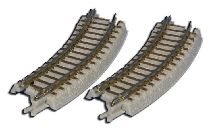Rokuhan 7297019 Gleis gebogen R127-26° (Gegenbogen) - 2 Stück im Blister