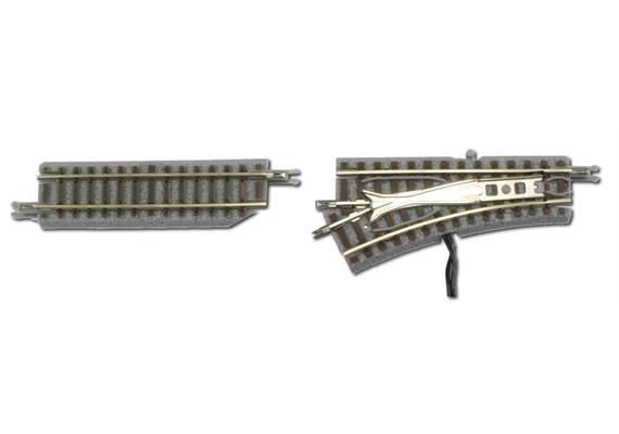 Rokuhan 7297022 Elektrische Weiche links R127-26° + 1 Stück Gleis gerade 55mm