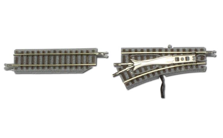Rokuhan 7297022 Elektrische Weiche links R127-26° + 1 Stück Gleis gerade 55mm