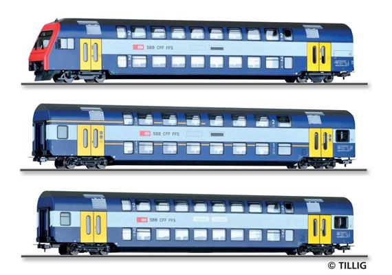 Tillig 502525 Doppelstockwagen-Set 3-tlg Zürcher S-Bahn SBB, H0