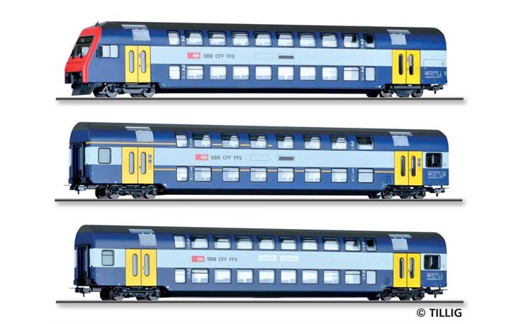 Tillig 502525 Doppelstockwagen-Set 3-tlg Zürcher S-Bahn SBB, H0