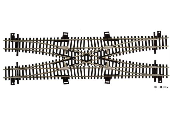 Tillig 83211 Doppelte Gleisverbindung Herzstückwinkel Weichen 15° Länge 253,5 mm, TT