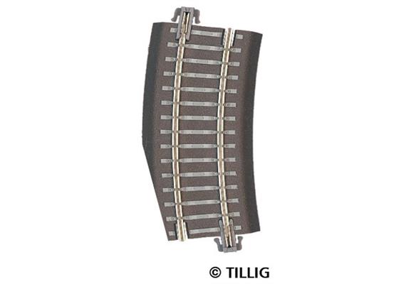 Tillig 83723 Bettungsgleis grau Gleisstück R22, Pass-Stück rechts R353 mm / 15°