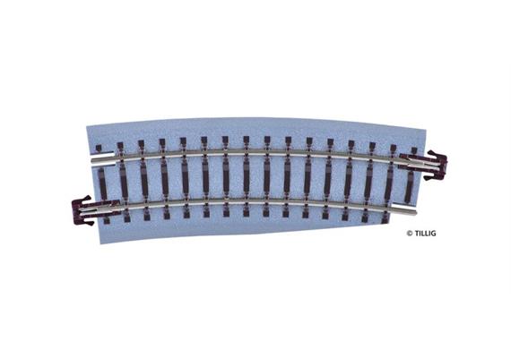 Tillig 83731 Bettungsgleis braun Gleisstück R12/22, Pass-Stück rechts R310 - 353 mm / 15°