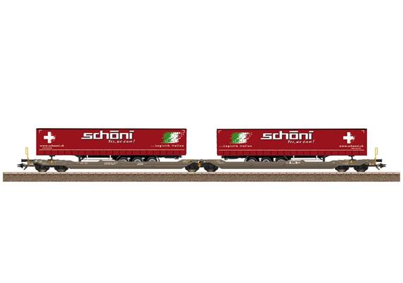 Trix 24475 Doppel-Taschenwagen Sdggmrss Schöni HUPAC, H0