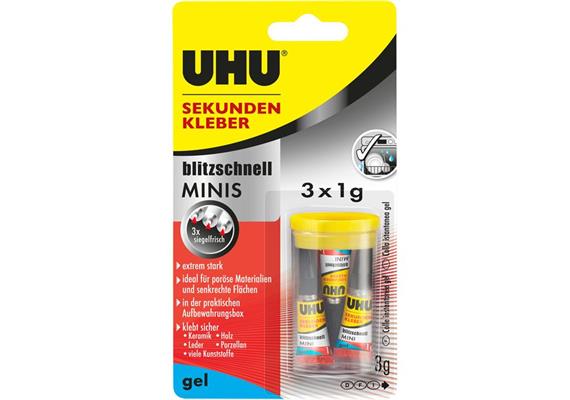 UHU 45370 Sekundenkleber MINIS 3x 1g Gel