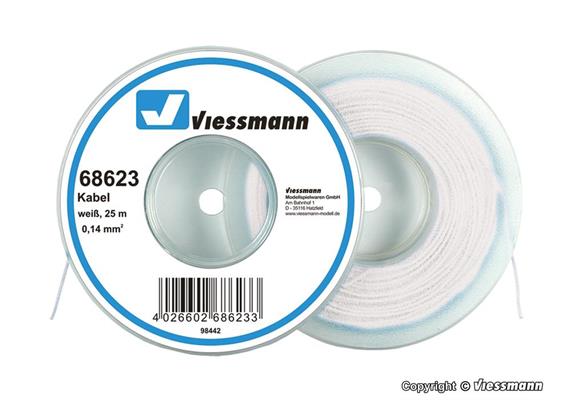 Viessmann 68623 Kabel auf Abrollspule 0,14 mm², weiss, 25 m