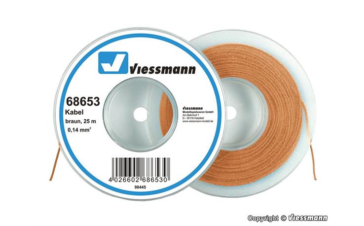 Viessmann 68653 Kabel 25 m, 0,14 mm², braun