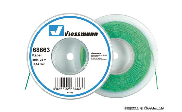 Viessmann 68663 Kabel 25 m, 0,14 mm², gruen