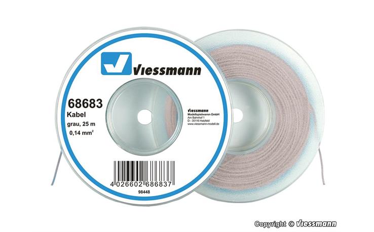 Viessmann 68683 Kabel auf Abrollspule 0,14 mm², grau, 25 m