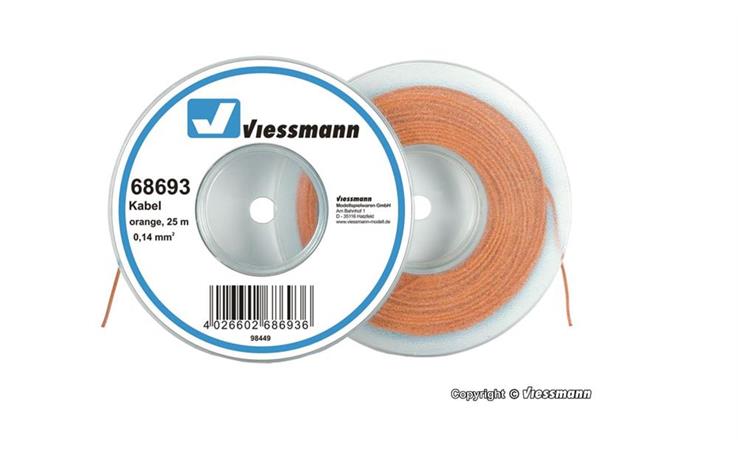 Viessmann 68693 Kabel 25 m, 0,14 mm², orange
