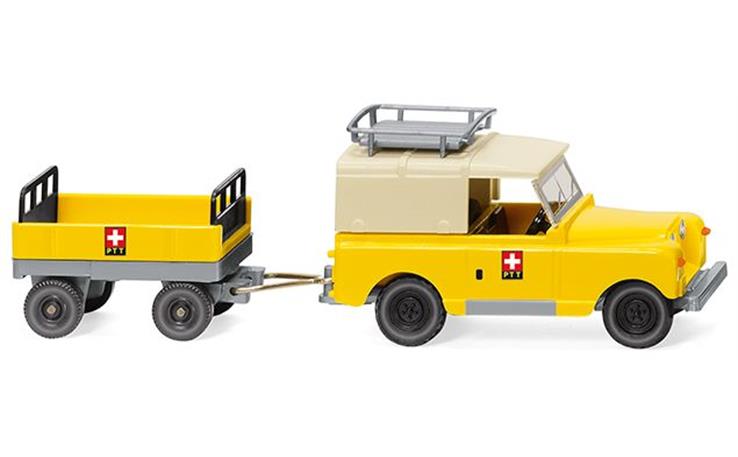 Wiking 10005 Land Rover mit Anhänger "PTT" (CH) 1/87