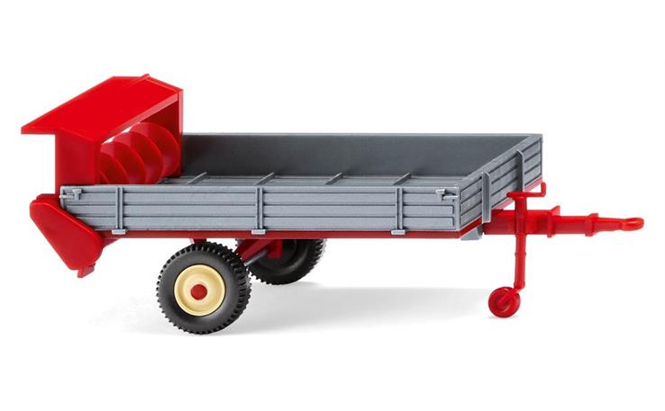 Wiking 88704 Fortuna Stalldung-Breitstreuer – silber/karminrot